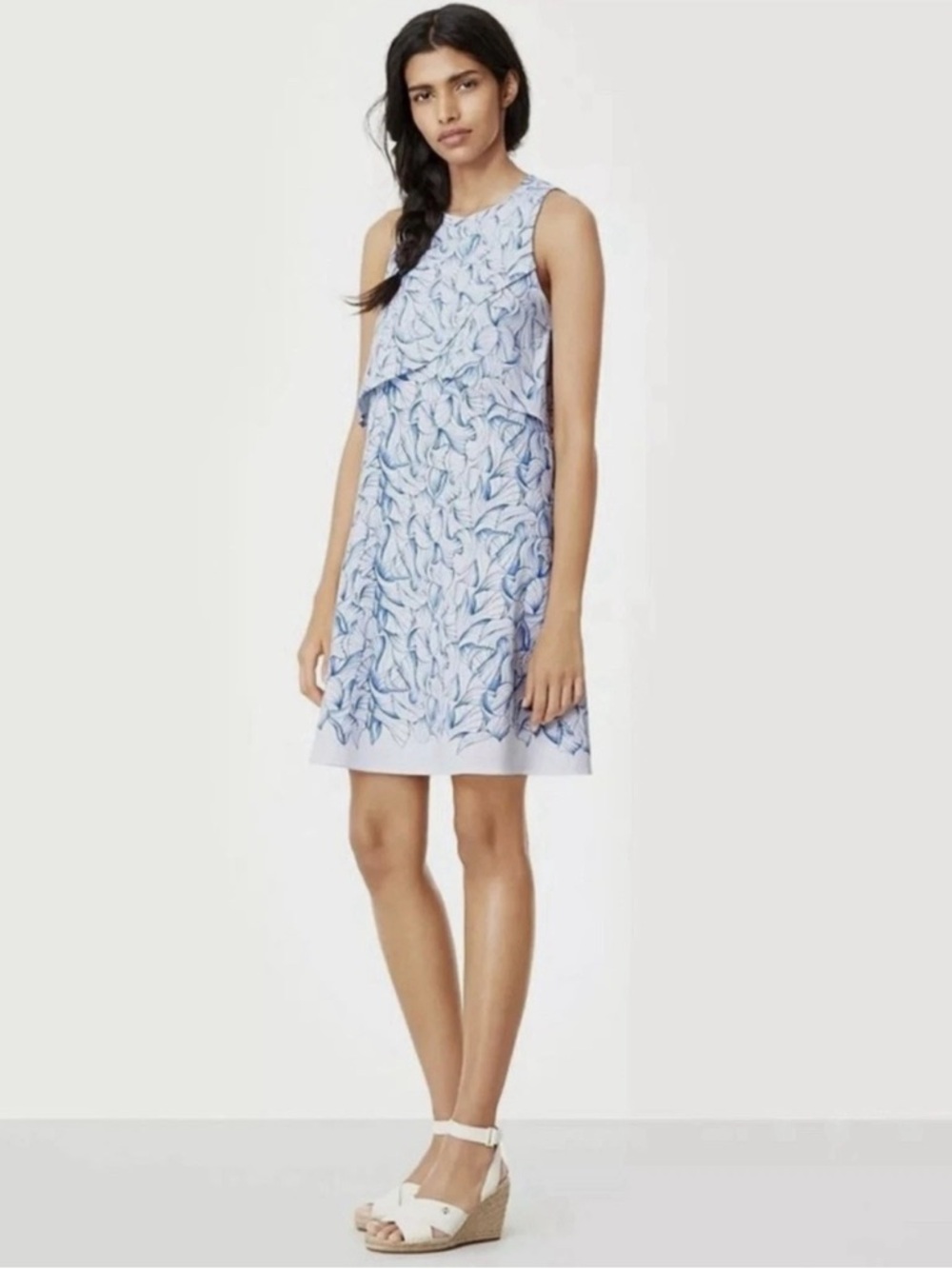 Tory‎ Burch Kaley White Ellora Pima Cotton Popover Faux Layered Mini Dress